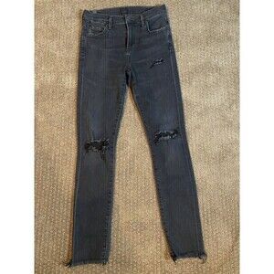 COH CITIZENS OF HUMANITY ROCKET HIGH RISE  DISTRESSED RAW HEM BLACK JEANS 24